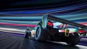 A render of the Aston Martin Valkyrie WEC/IMSA racer - rear