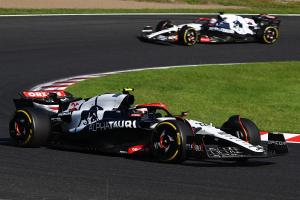 Yuki Tsunoda leads his teammate Liam Lawson during the 2023 Japanese Grand Prix at Suzuka
